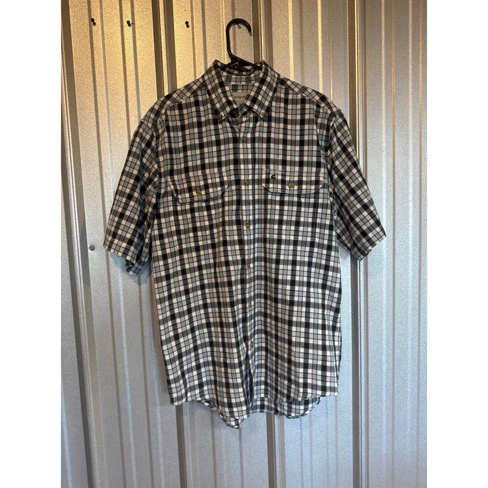 Carhartt Shirt Mens Plaid‎ Short Sleeve Button Relaxed Fit Workwear Size Medium